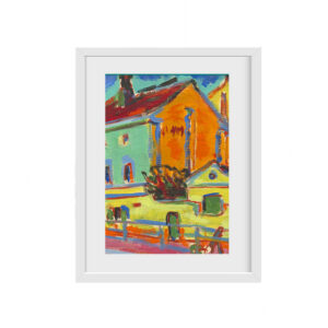 Orange And Red House Canvas Painting Wall